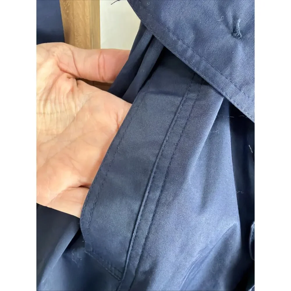 NWT CM Ciao Milano ITALY Navy Zip Up Ruffle Raincoat #0969 Size LARGE - Picture 3 of 5